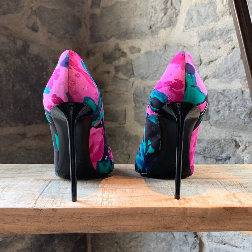Saint Laurent Paris Fabric Flower Jacquard Pumps - Picture 6 of 11